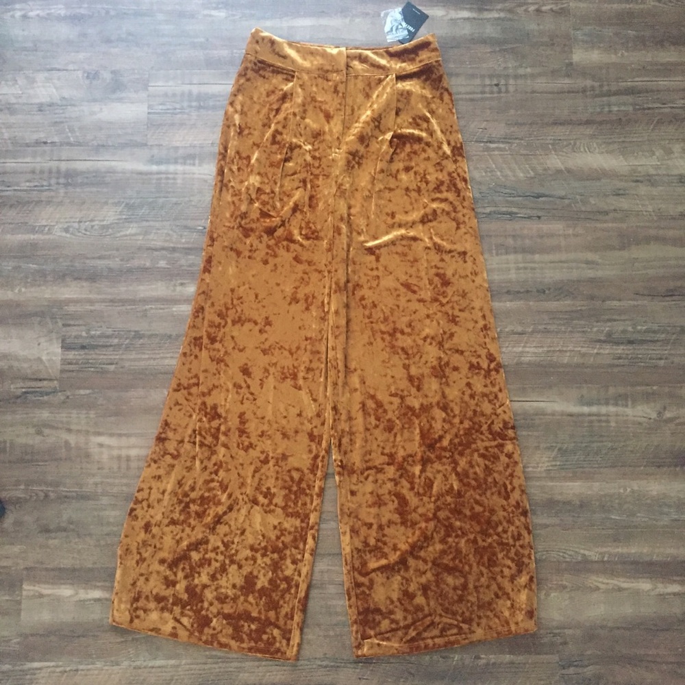 Forever 21 Crushed Velvet High-Rise Flare Pants